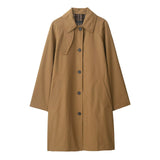 Classic Long Trench Coat with Button Front and Relaxed Fit