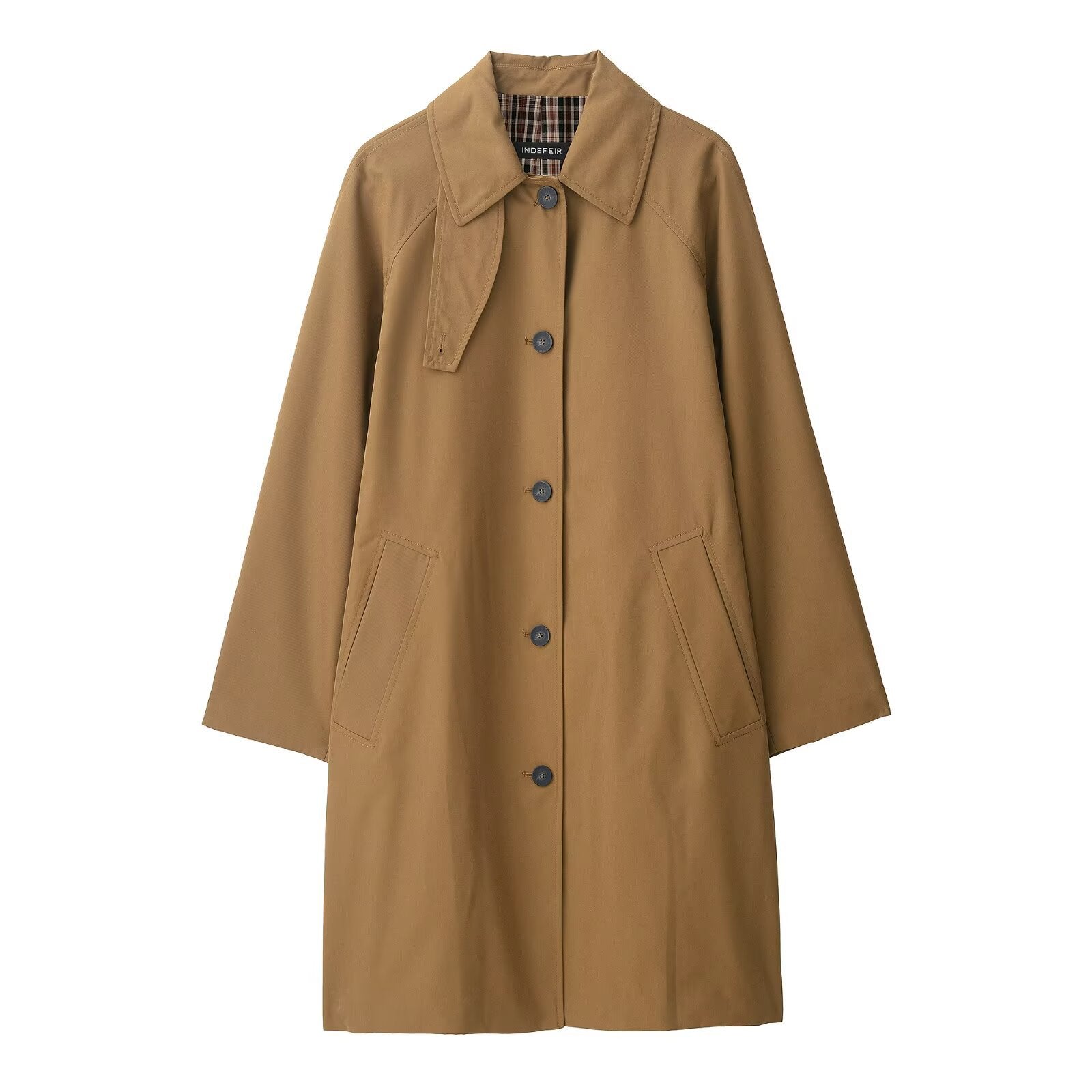 Classic Long Trench Coat with Button Front and Relaxed Fit