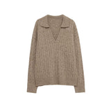 Women’s Soft V Neck Knit Sweater Casual Cozy Pullover