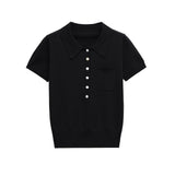 Classic Short Sleeve Button Polo Shirt for Women