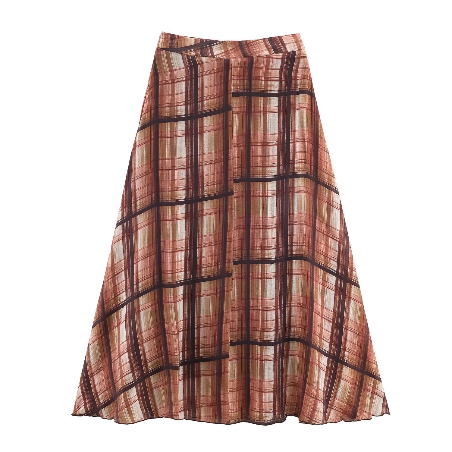 Plaid A Line Maxi Skirt High Waist Casual Elegant Style