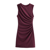 Asymmetric Ruched Mini Dress with One Shoulder Design