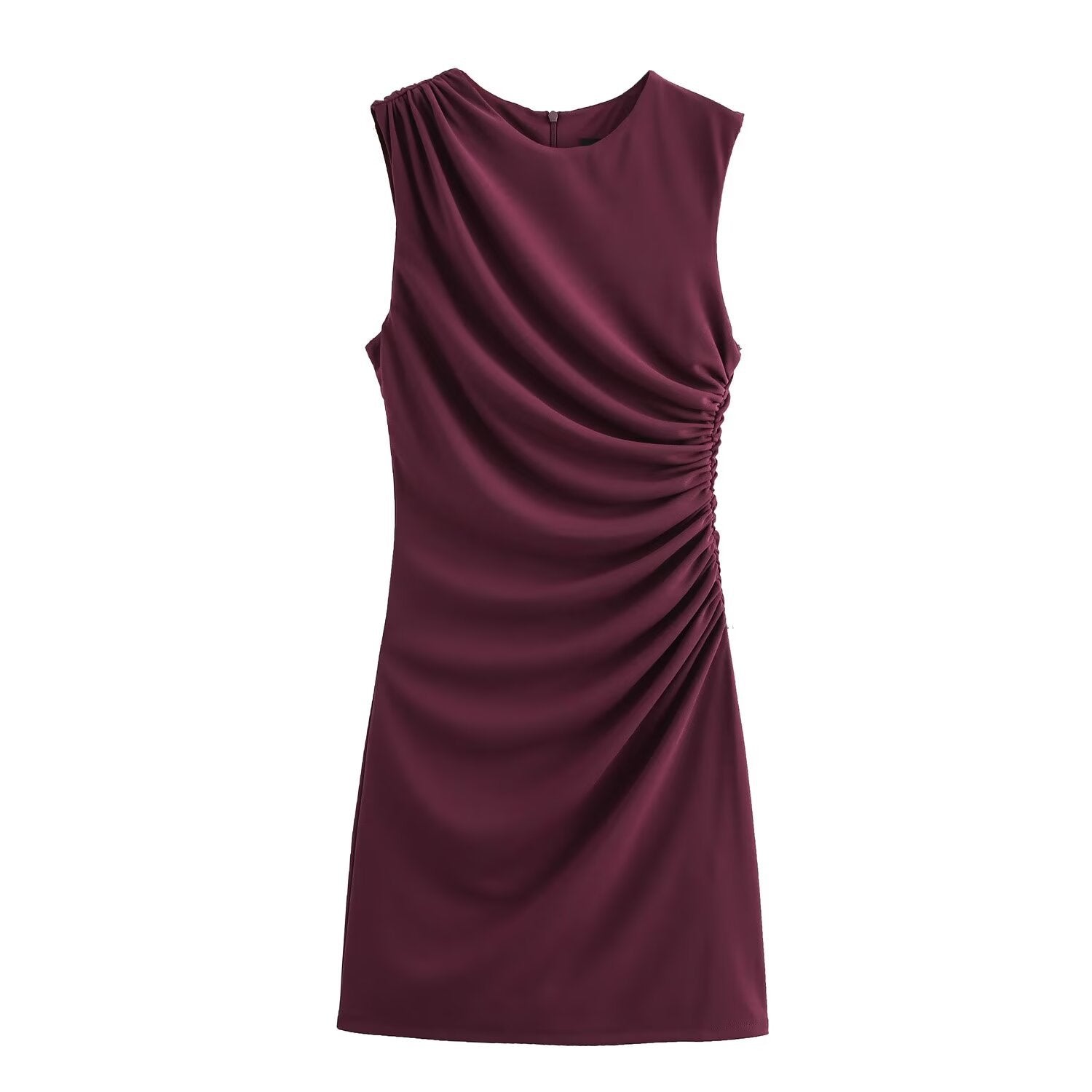 Asymmetric Ruched Mini Dress with One Shoulder Design