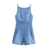 Denim Sleeveless Square Neck Playsuit