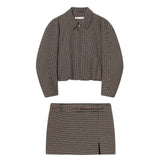 Cable Knit Sweater and Plaid Mini Skirt Elegant Outfit