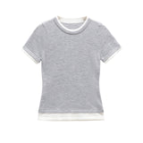 Classic Crew Neck Short Sleeve T Shirt with Contrast Trim