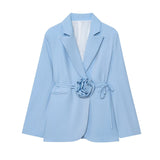 Floral Belt Tailored Blazer