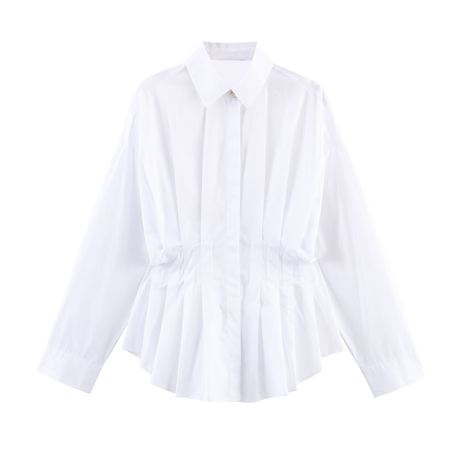 Peplum Button Up Shirt with Structured Collar