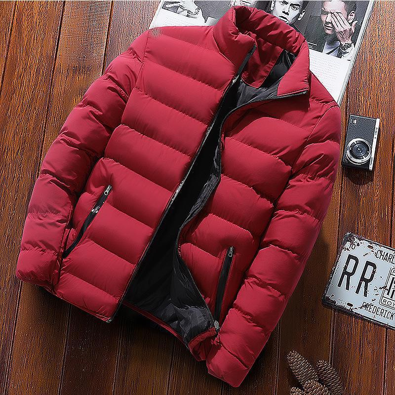 Orizelle | Men's Black Padded Puffer Jacket – Quilted Zip-Up Winter Coat with Stand Collar