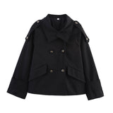Double Breasted Cropped Trench Jacket with Belt
