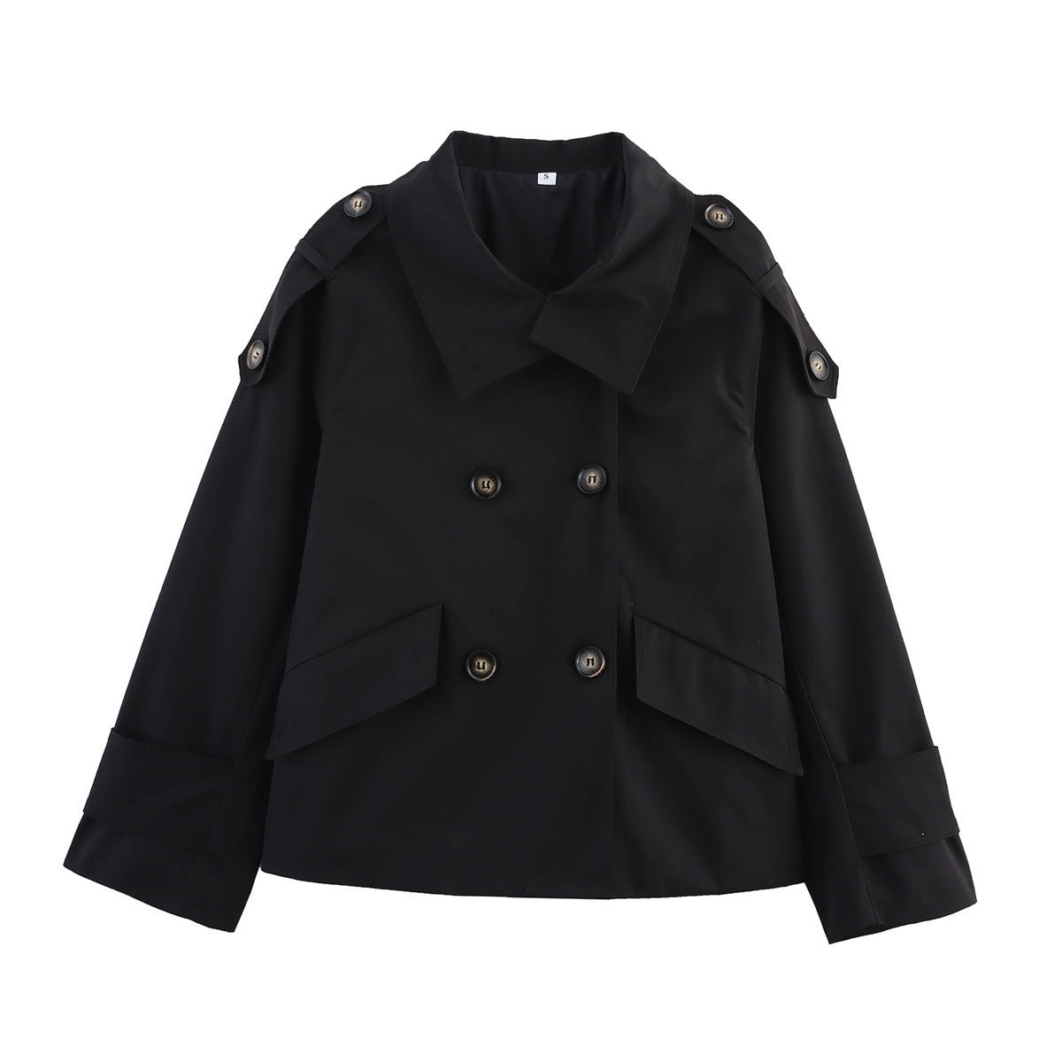Double Breasted Cropped Trench Jacket with Belt