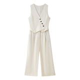 Tailored Vest Style Wide Leg Jumpsuit Elegant