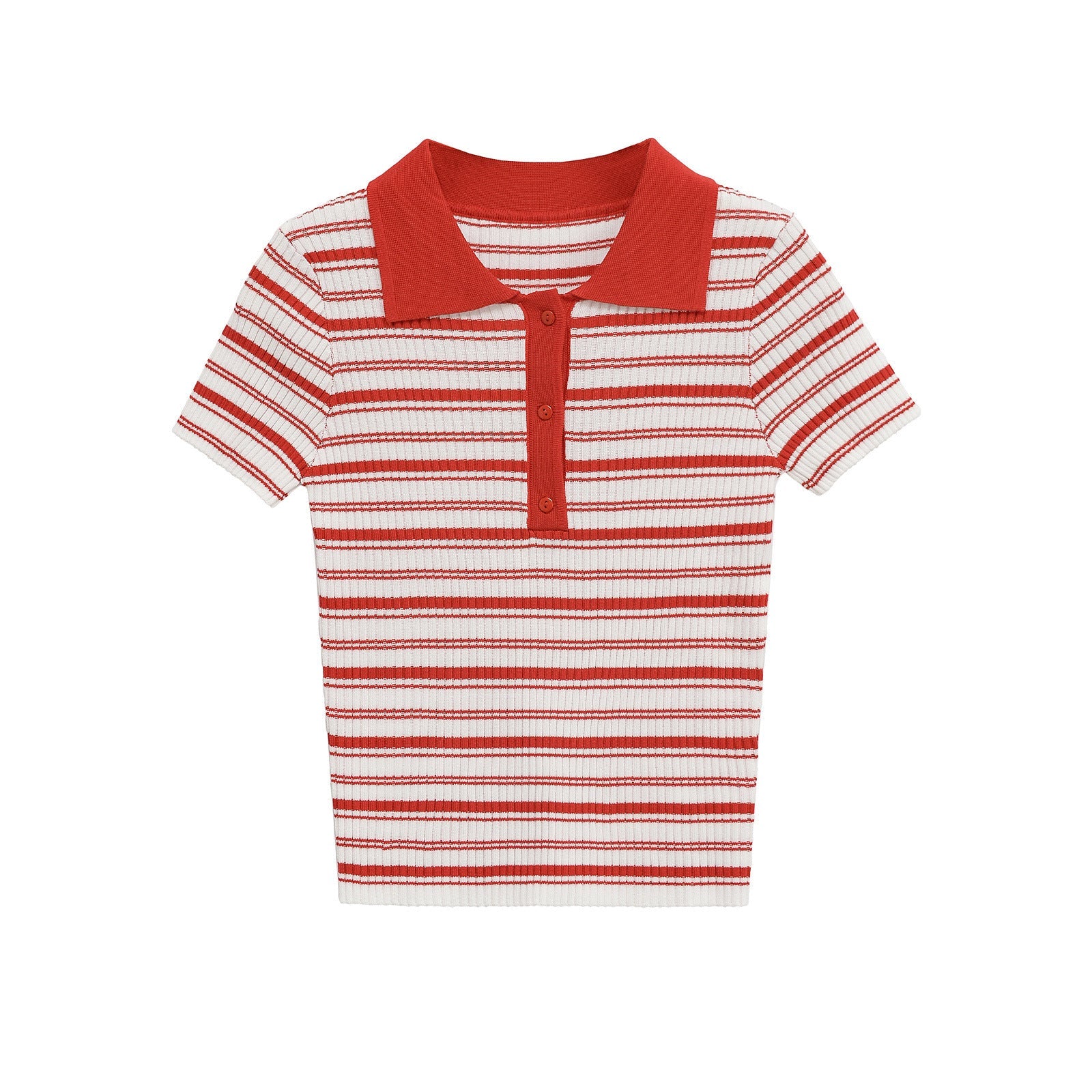 Slim Fit Striped Short Sleeve Women Polo Shirt