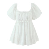 Puff Sleeve Mini Dress Square Neck Summer Dress