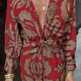 Orizelle | Printed Twist-Front Midi Dress