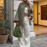 Oversized Knitted Cardigan with Gold Button Detail