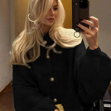 Oversized Knitted Cardigan with Gold Button Detail