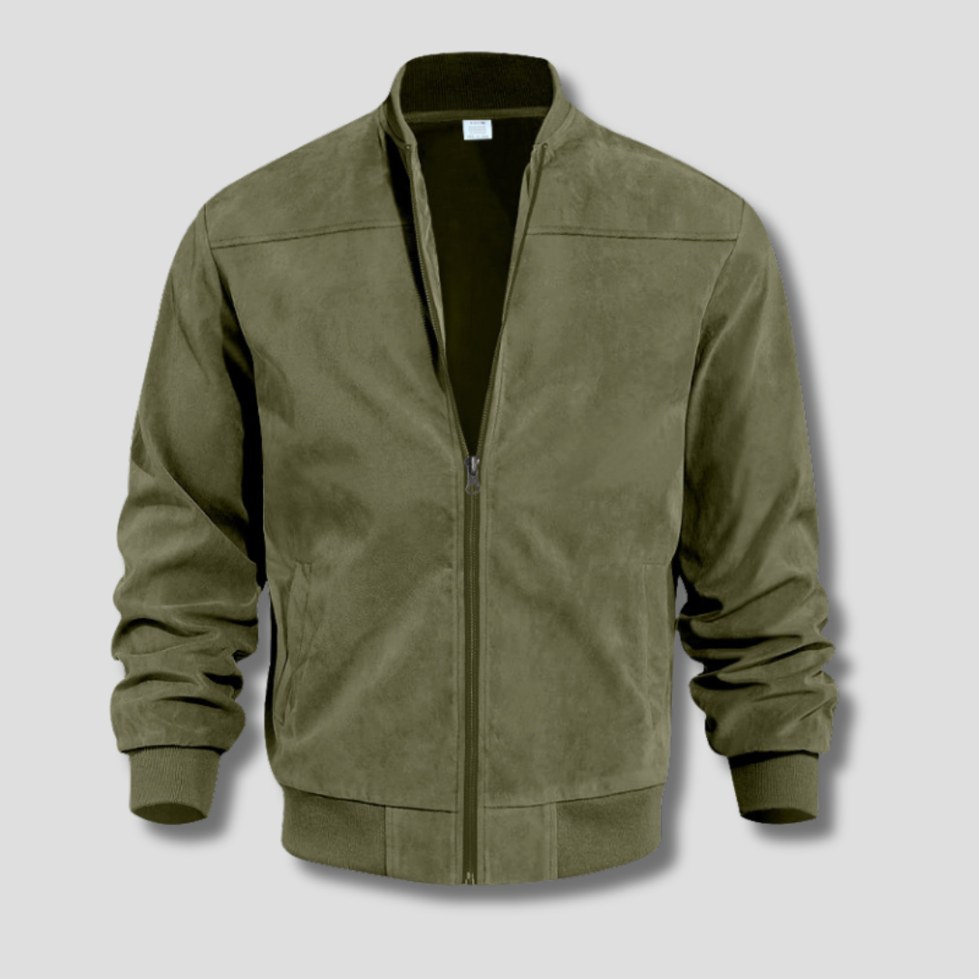 Orizelle | Men's Faux Suede Bomber Jacket – Lightweight Zip-Up Casual Jacket