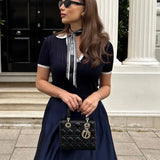 Classic Contrast Collar Knit Polo Top