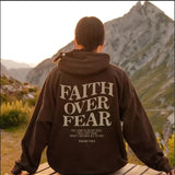 Faith Over Fear Graphic Hoodie with Inspirational Back Print