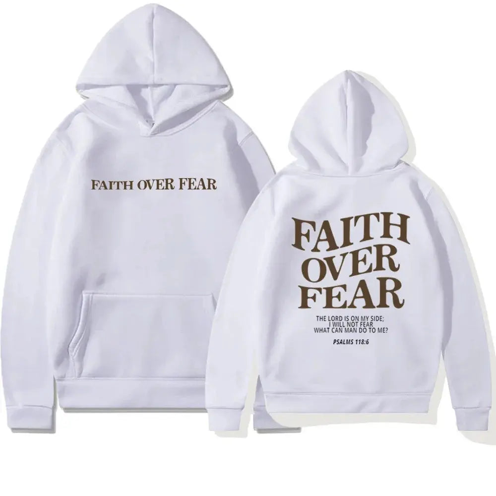 Faith Over Fear Graphic Hoodie with Inspirational Back Print