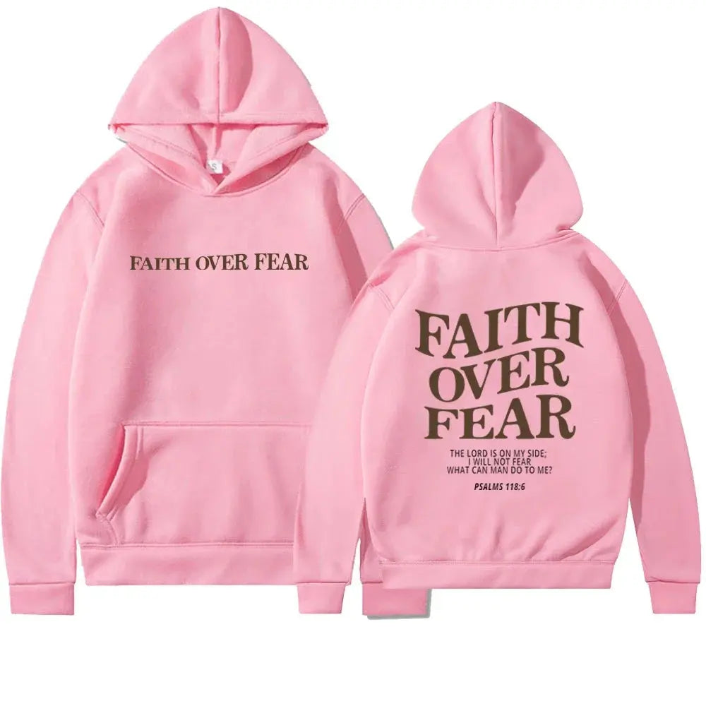 Faith Over Fear Graphic Hoodie with Inspirational Back Print