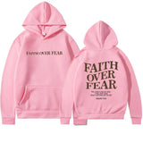 Faith Over Fear Graphic Hoodie with Inspirational Back Print