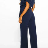 Wide-Leg Belted Short Sleeve Jumpsuit