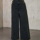 Sleeveless Denim Co-Ord Set with Wide-Leg Trousers