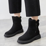 Cozy Suede Fur-Lined Ankle Boots with Side Zip