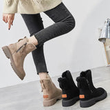 Cozy Suede Fur-Lined Ankle Boots with Side Zip