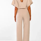 Wide-Leg Belted Short Sleeve Jumpsuit