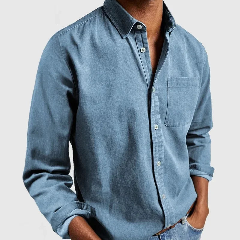 Orizelle | Casual Denim Button-Down Shirt for Men – Timeless Cotton Blend