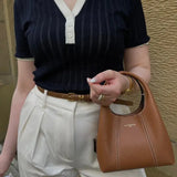 Classic Contrast Collar Knit Polo Top