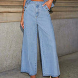 Sleeveless Denim Co-Ord Set with Wide-Leg Trousers