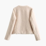 Teddy Fleece Jacket with Toggle Closure and Front Pockets