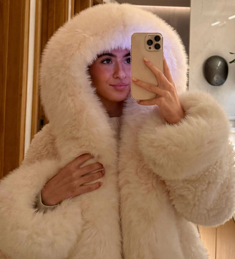 Oversized Faux Fur Jacket with Extra-Large Hood