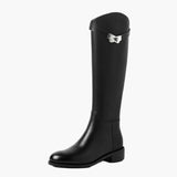 Elegant Knee-High Riding Boots with Side Buckle Detail