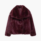 Classic Faux Fur Coat with Wide Lapel Collar