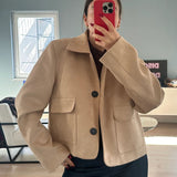 Minimalist Faux Suede Jacket with Front Flap Pockets