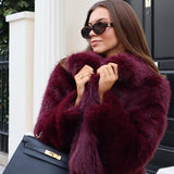 Classic Faux Fur Coat with Wide Lapel Collar