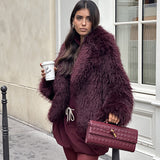 Shaggy Faux Fur Jacket with Wide Lapel and Cropped Fit