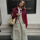 Oversized Street Style Zip Jacket with Contrast Stitching