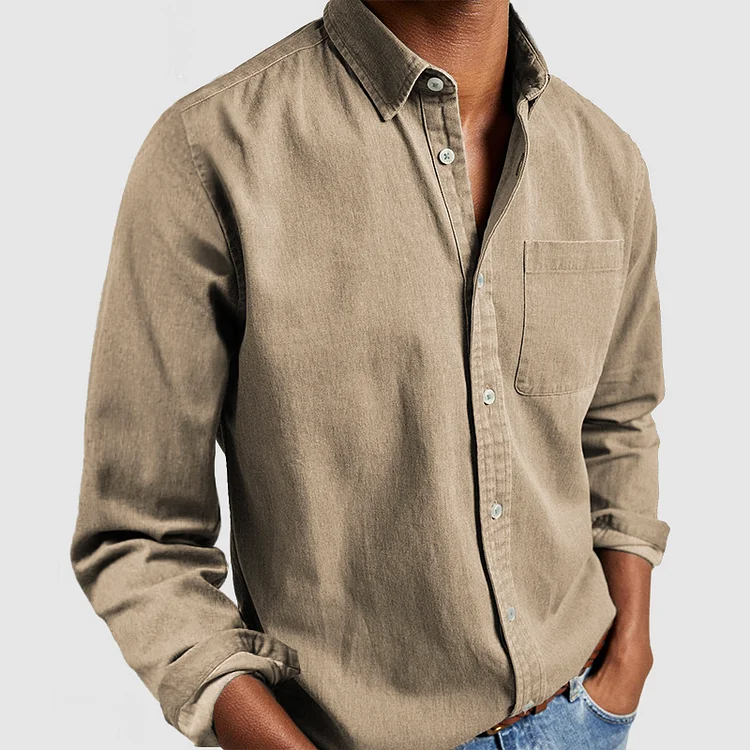 Orizelle | Casual Denim Button-Down Shirt for Men – Timeless Cotton Blend
