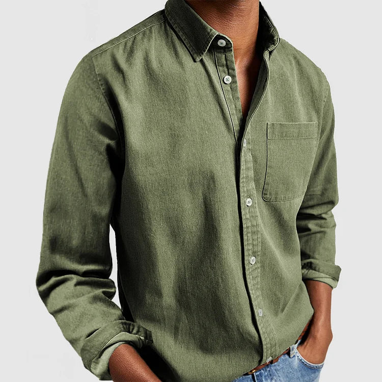 Orizelle | Casual Denim Button-Down Shirt for Men – Timeless Cotton Blend
