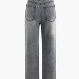 Asymmetric High-Waisted Straight-Leg Jeans in Light Wash Denim