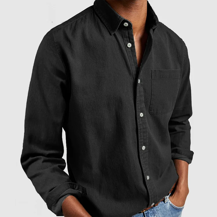 Orizelle | Casual Denim Button-Down Shirt for Men – Timeless Cotton Blend