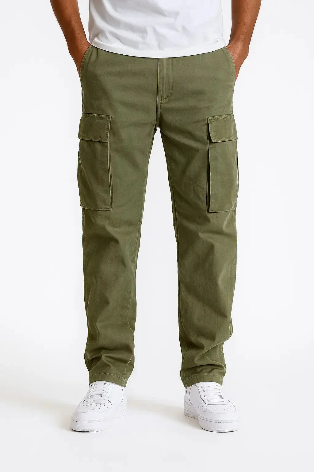 Orizelle | Men's Overalls Cotton Loose Fit Tactical Pants with Elastic Waist