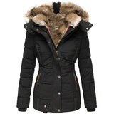 Luxury Winter Puffer Jacket with Faux Fur Hood and Quilted Design