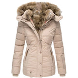 Luxury Winter Puffer Jacket with Faux Fur Hood and Quilted Design